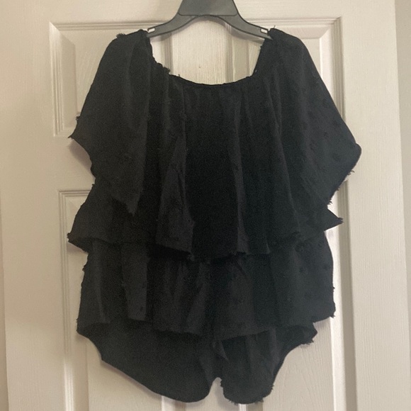 Sexy Romper Off Shoulder Strapless High Waist Ruffle Flowing Short Jumpsuit - Picture 1 of 3